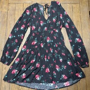 A New Day Black Dress with Pink Floral Design